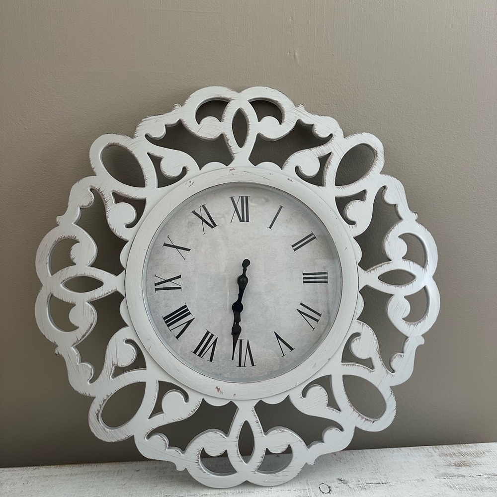 Vintage-Inspired White Wall Clock